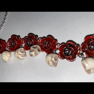 Rose + Skull Halloween Necklace